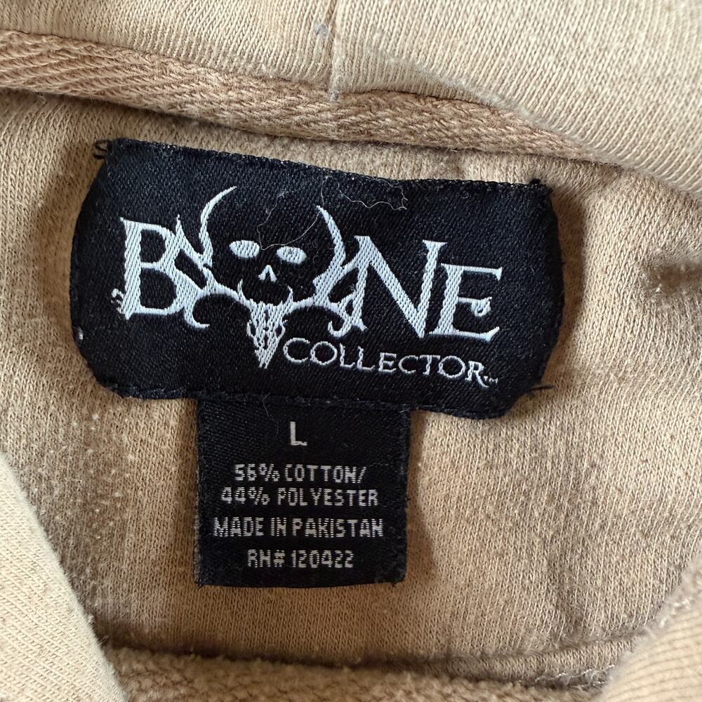 Bone Collector Hoodie Mens L Tan Bear Hunting Graphic Pullover Cotton Blend - Picture 4 of 5